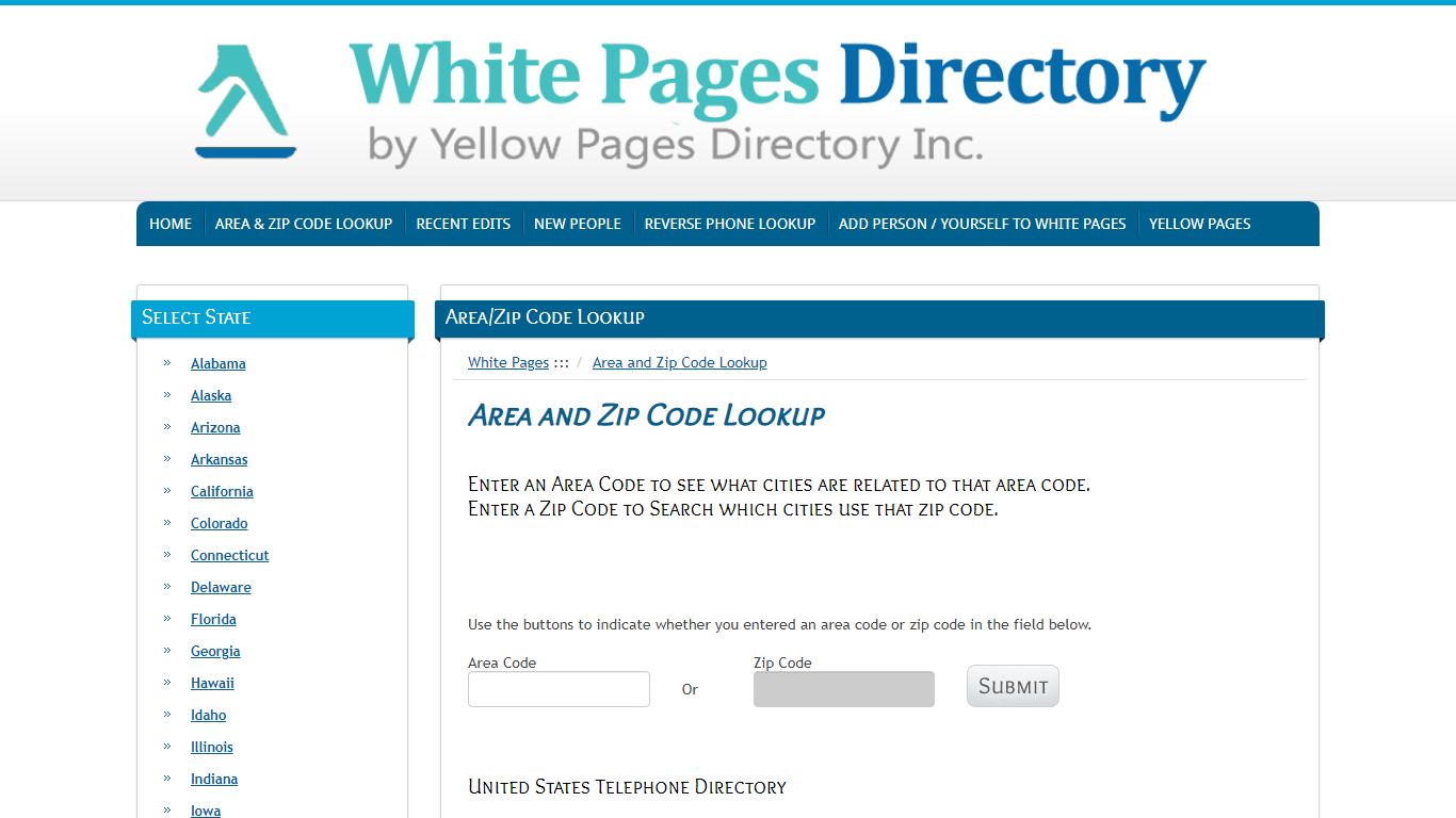 Area Zip Code LookUp - The Official Yellow Pages®